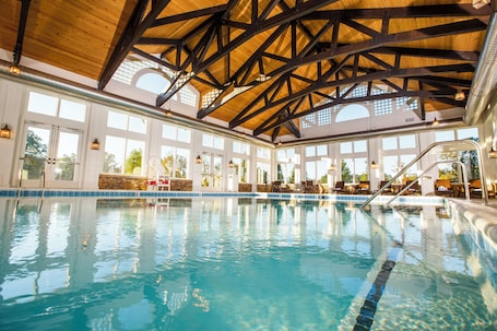 Indoor pool, seasonal outdoor pool, pool umbrellas, sun loungers