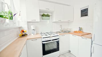 Superior Apartment, 1 Bedroom | Private kitchen | Full-sized fridge, coffee/tea maker, cookware/dishes/utensils