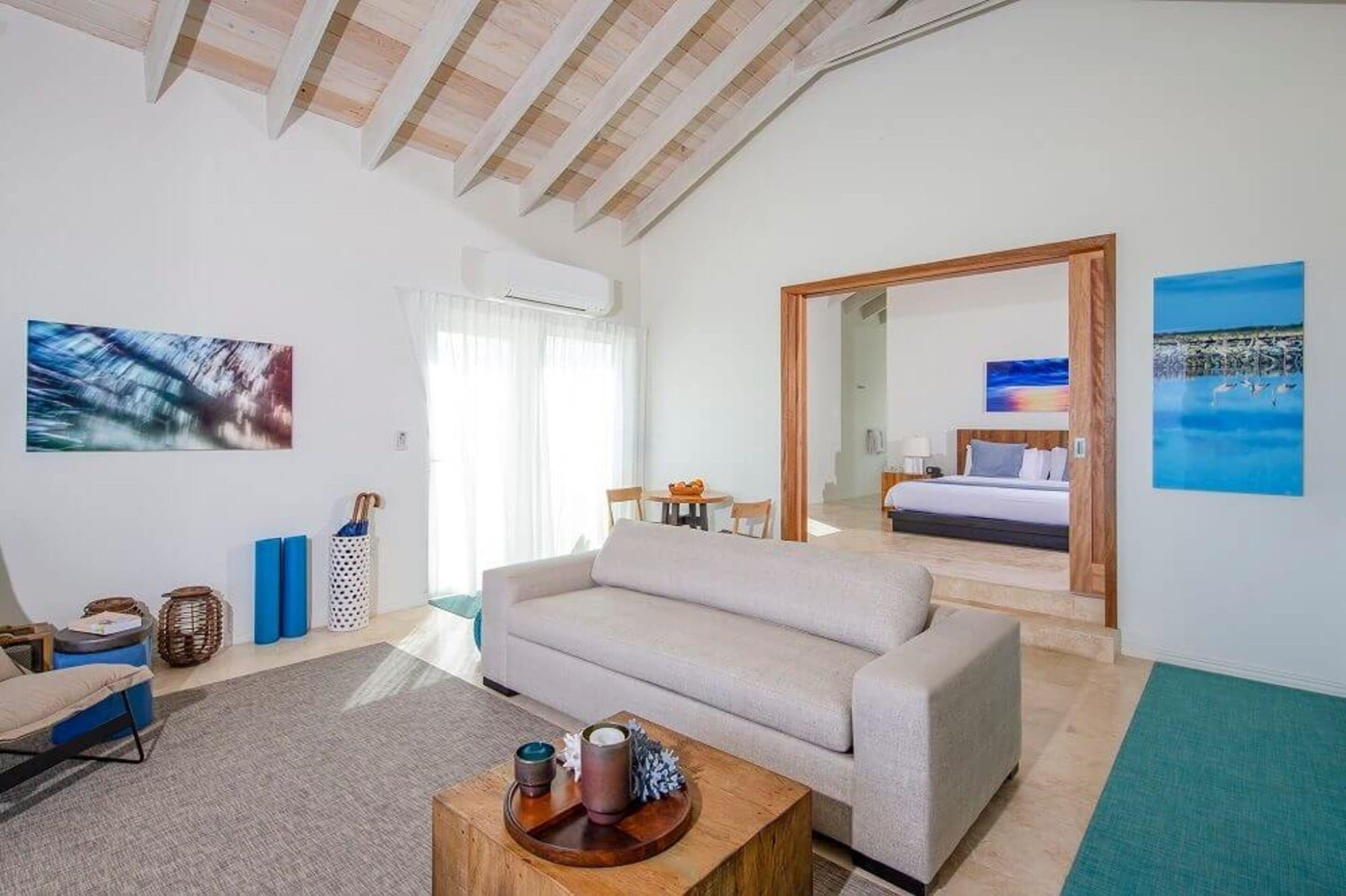 one bedroom beachfront villa | living room | flat-screen tv, ipod dock