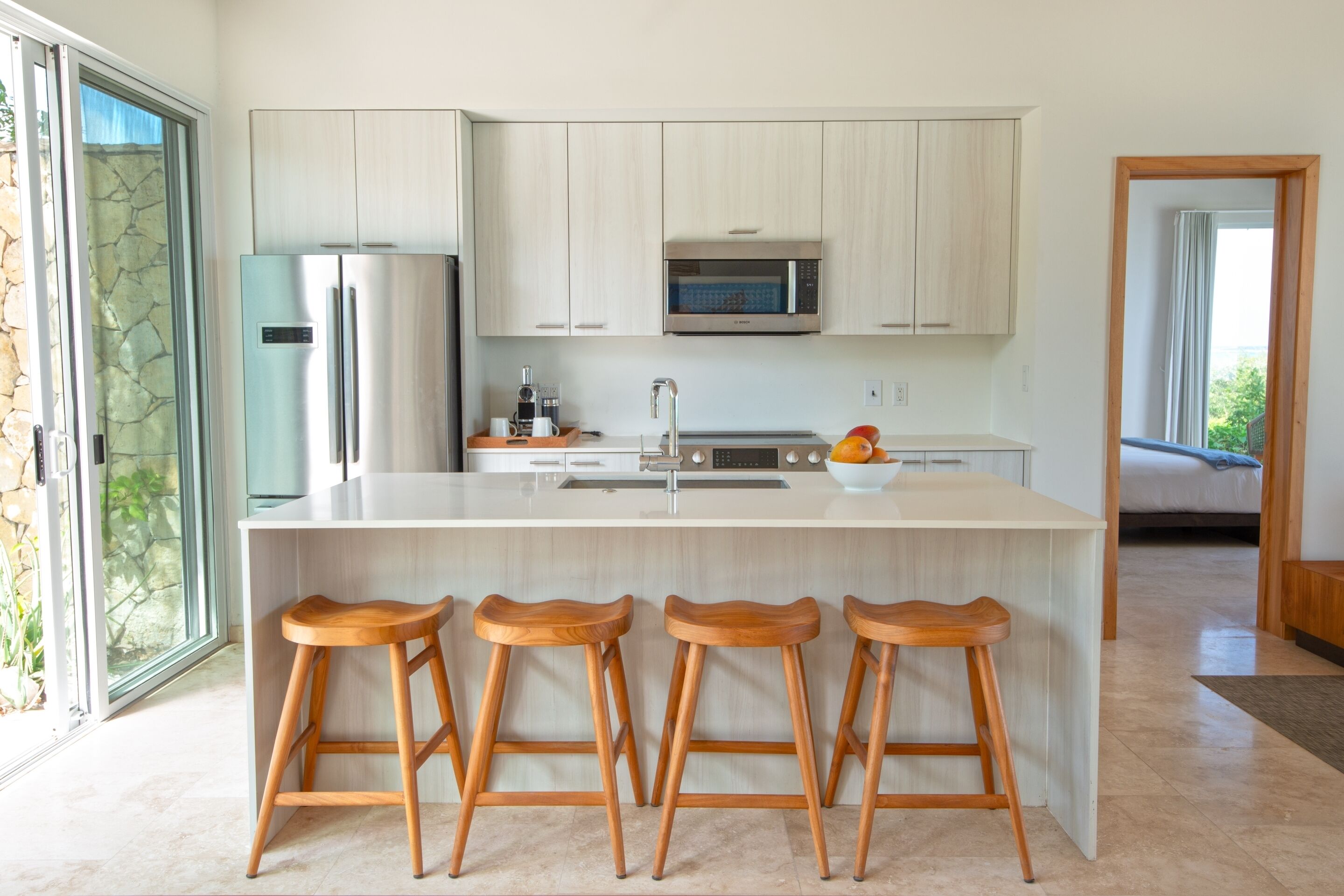 three bedroom oceanfront conch villa | private kitchen | microwave, coffee/tea maker, cookware/dishes/utensils, paper towels