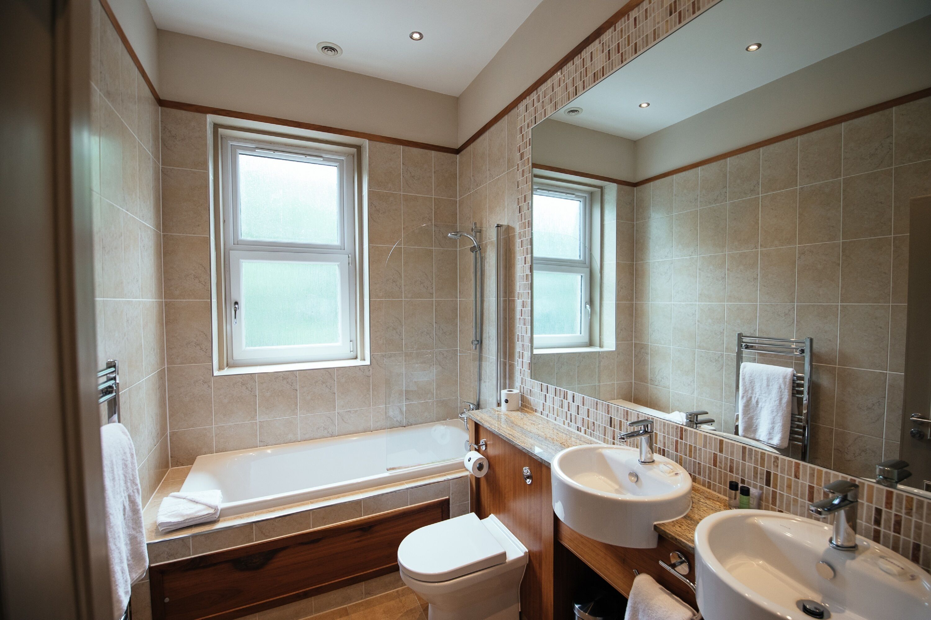 free toiletries, hair dryer, towels