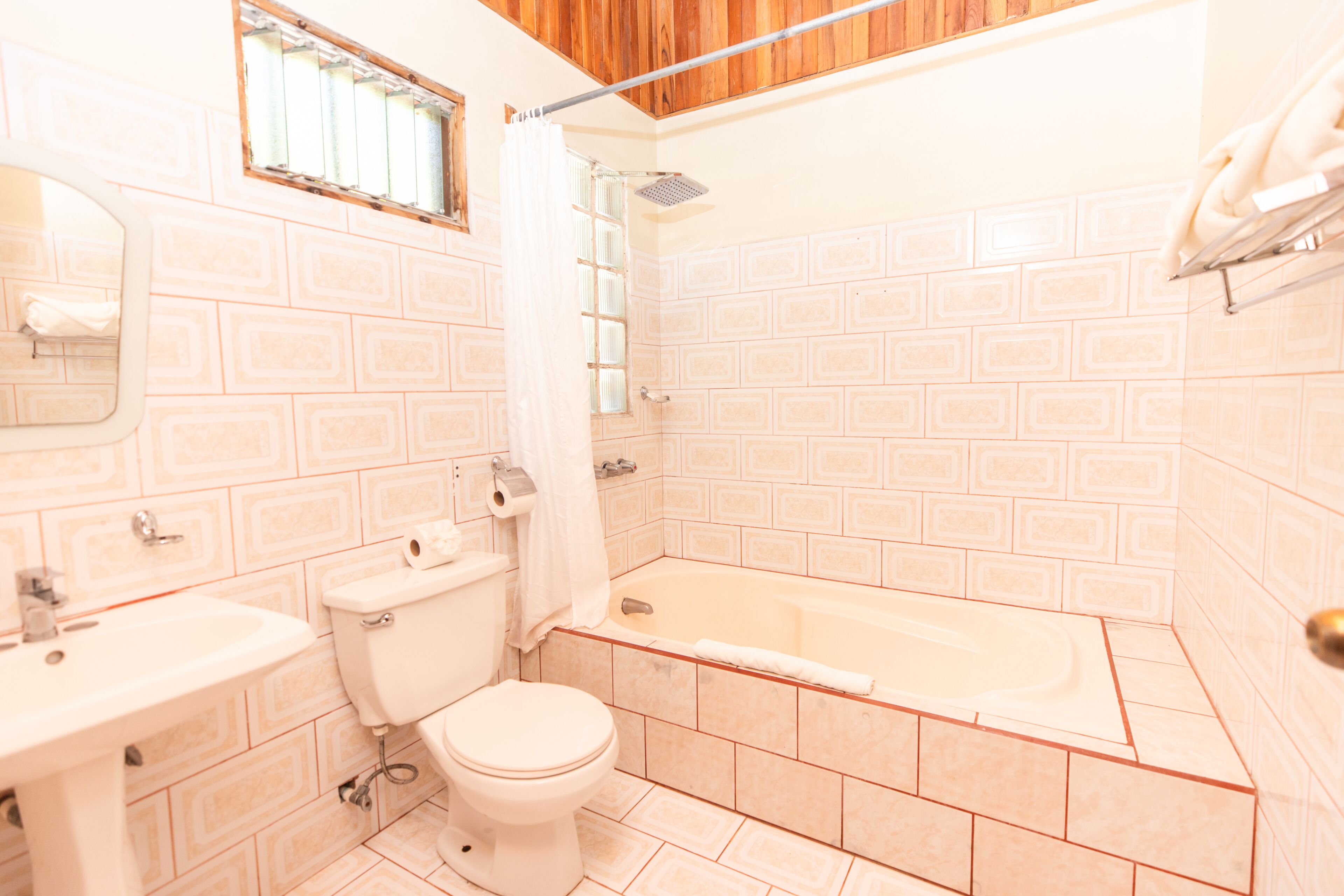 superior cabin | bathroom | shower, rainfall showerhead, towels