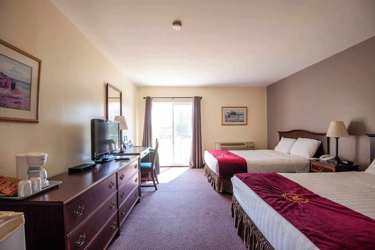 Deluxe Room, 2 Queen Beds, Patio | Blackout drapes, iron/ironing board, cribs (surcharge), WiFi (free)