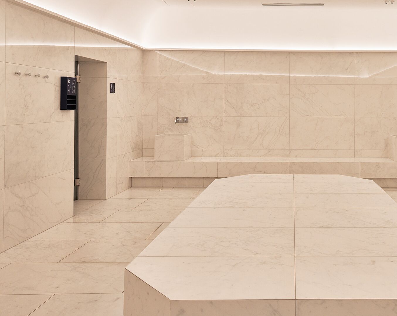 outdoor treatment area, sauna, hot tub, body treatments, facials