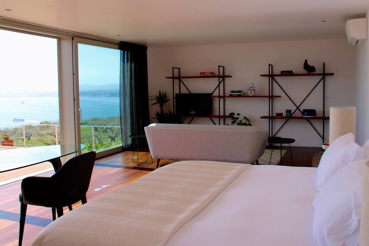 Suíte panorâmica, terraço | 1 quarto, escrivaninha, cortinas blackout, Wi-Fi de cortesia