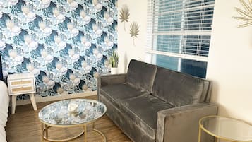 Queen Studio with Sofa Bed | Individually decorated, individually furnished, iron/ironing board