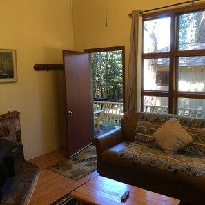 Family Cabin, 2 Bedrooms | Living area | Flat-screen TV, fireplace - Tahoma Lodge (Tahoma)