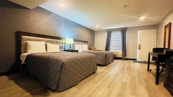 Room with 2 Queen Beds | 1 bedroom, desk, soundproofing, iron/ironing board