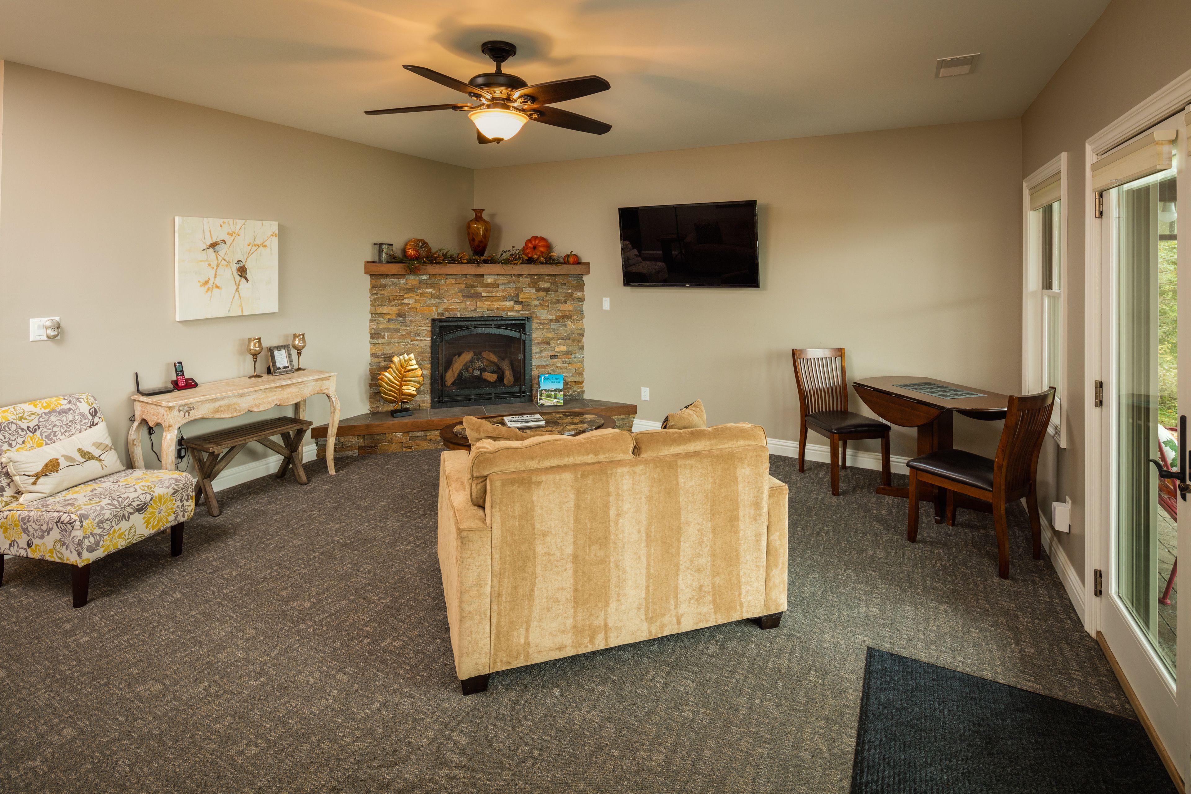 apartment, 3 bedrooms, garden view | living area | flat-screen tv, fireplace, dvd player