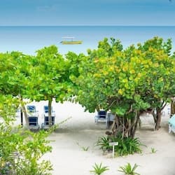Plage privée, sable blanc, serviettes de plage, massages sur la plage