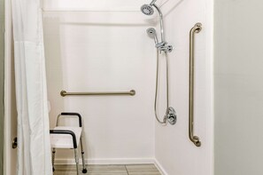 Room, 1 King Bed, Accessible, Non Smoking | Bathroom | Combined shower/tub, hair dryer, towels