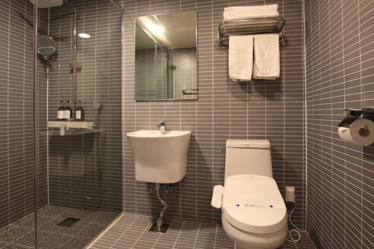 free toiletries, hair dryer, bathrobes, slippers