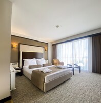 Premium bedding, down comforters, minibar, in-room safe