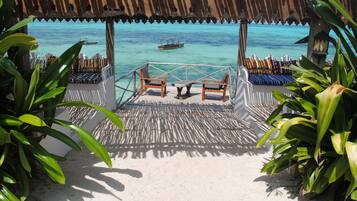 On the beach, white sand, beach bar