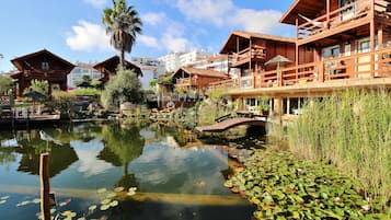 2 outdoor pools, a natural pool, open open 24 hours a day, pool loungers