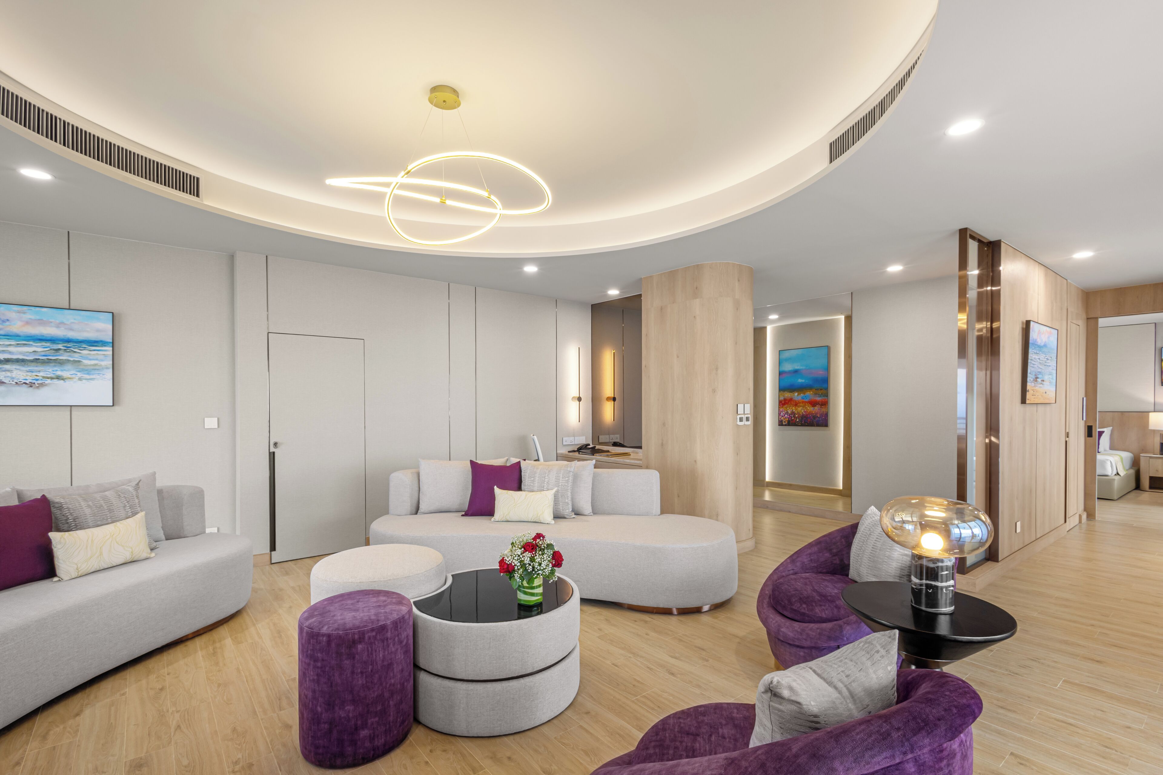 two bedroom regency suite - modern style | living area | 43-inch lcd tv with cable channels