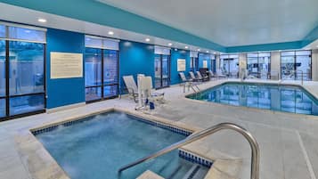Indoor pool, open 8:00 AM to 10:00 PM, sun loungers