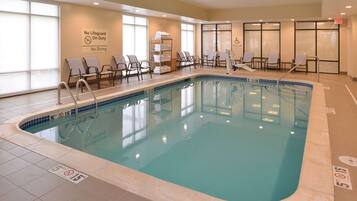 Indoor pool, open 8:00 AM to 10:00 PM, sun loungers