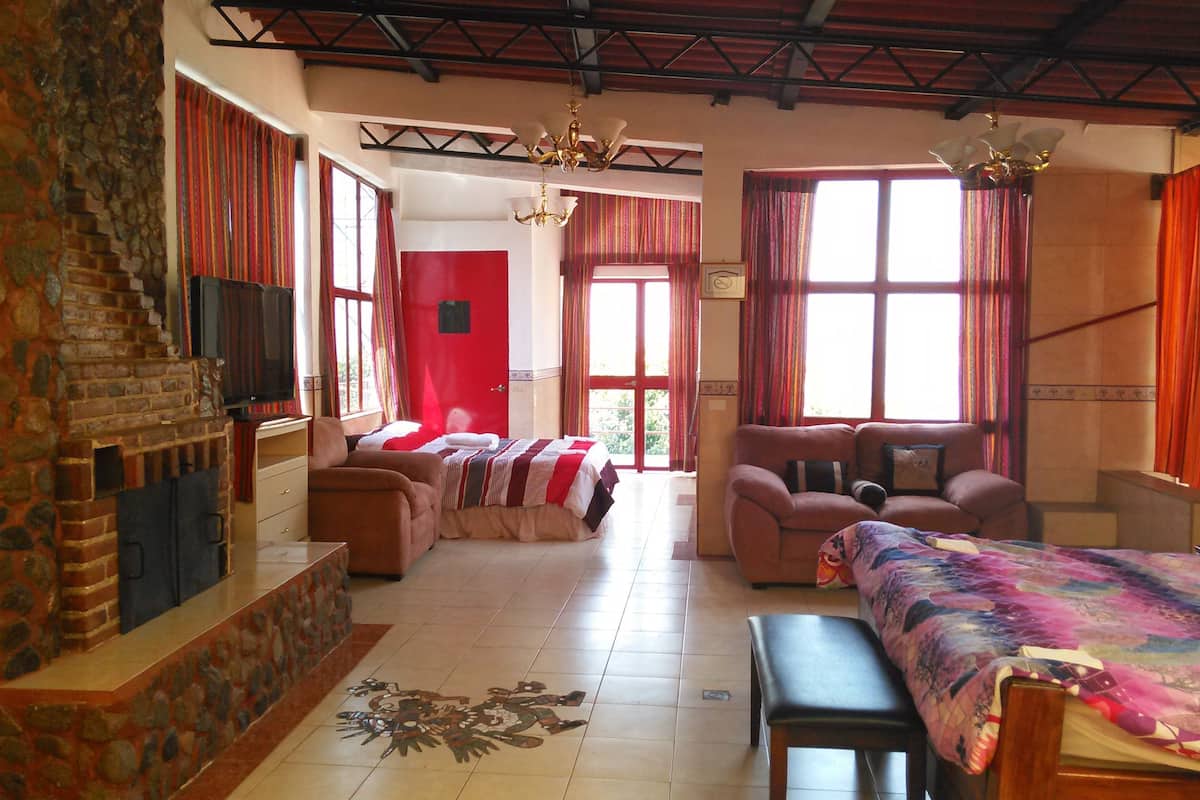 panoramic studio suite, multiple beds, fireplace, lake view | rollaway beds, free wifi, bed sheets, wheelchair access