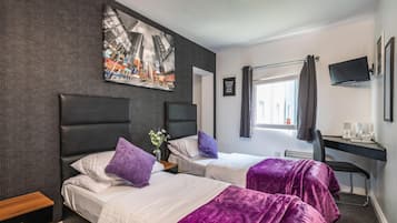 Individually decorated, individually furnished, desk, laptop workspace