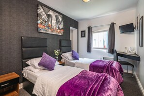 Individually decorated, individually furnished, desk, laptop workspace