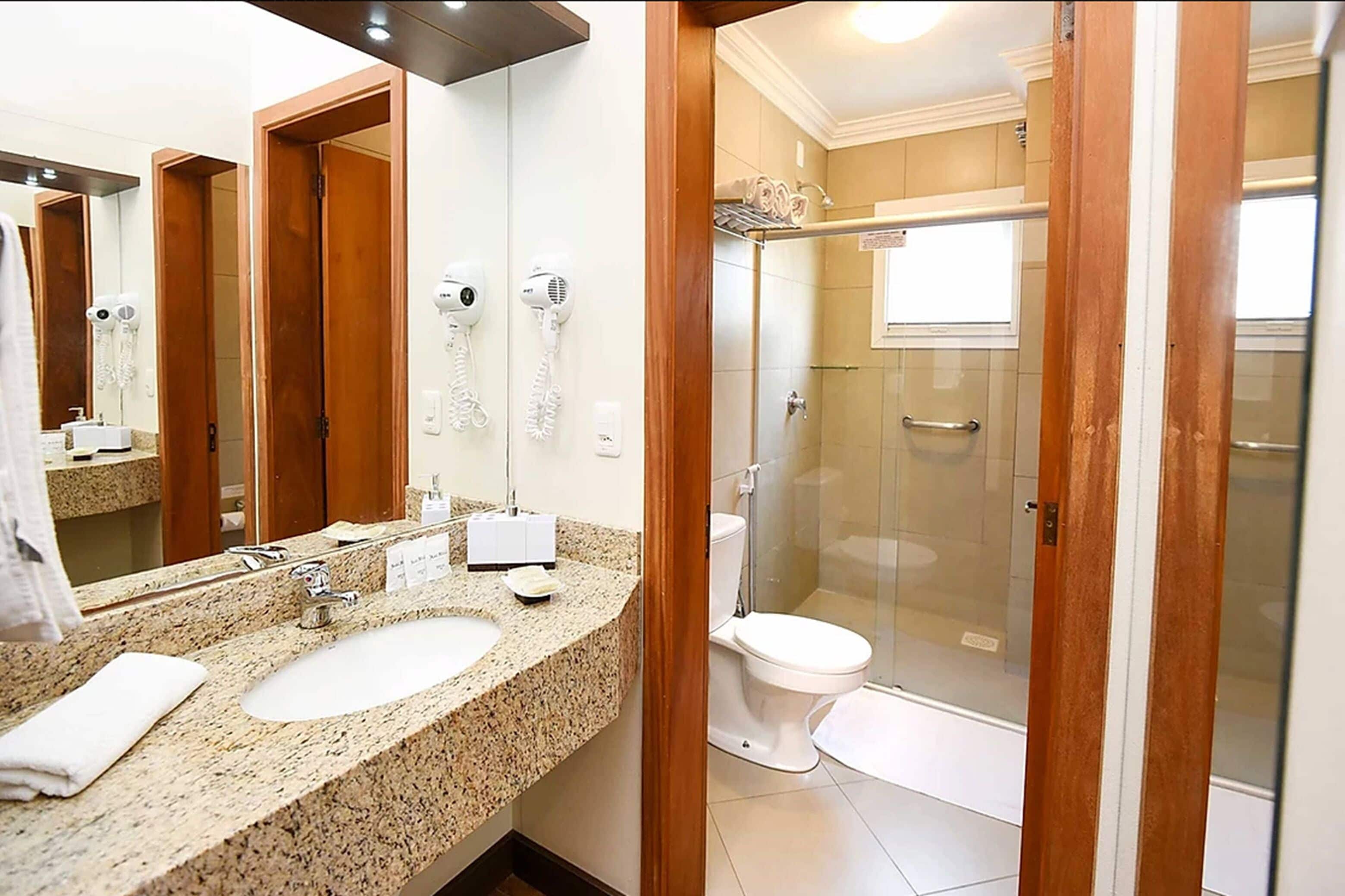 free toiletries, hair dryer, bidet, towels