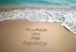 On the beach, white sand, beach shuttle, sun loungers