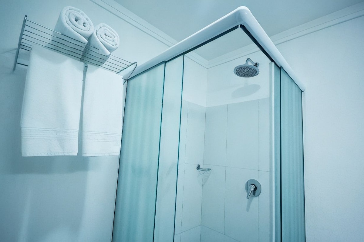 Bathroom | Shower, hair dryer, towels
