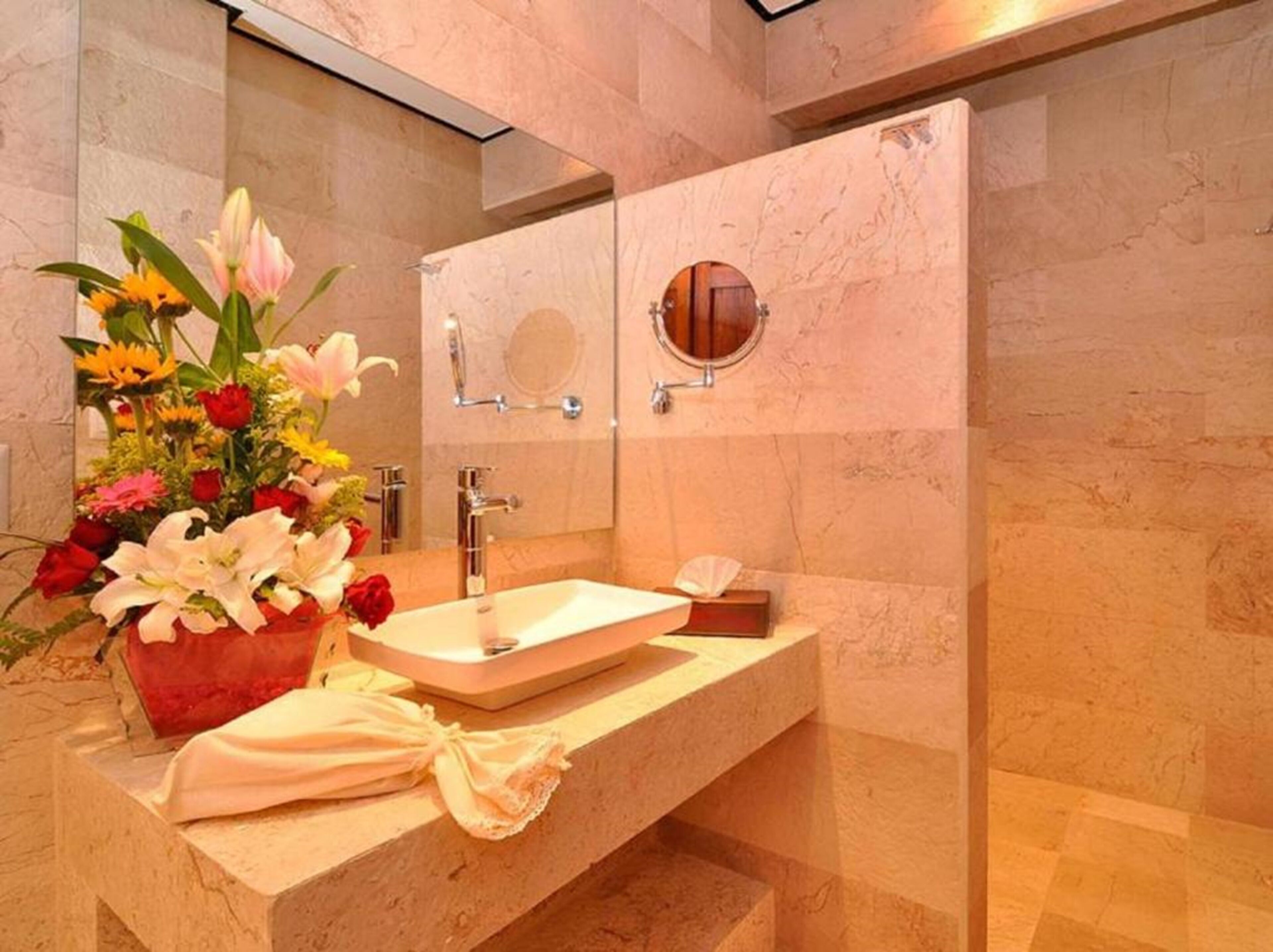 master suite | bathroom | shower, designer toiletries, hair dryer, bathrobes