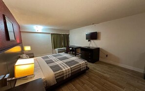 1 bedroom, desk, laptop workspace, iron/ironing board