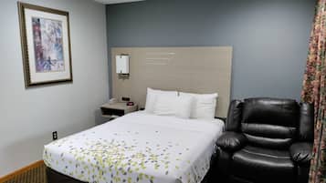 Standaard kamer, 1 queensize bed, uitzicht op zwembad, op benedenverdieping | Een bureau, een laptopwerkplek, verduisterende gordijnen, gratis wifi