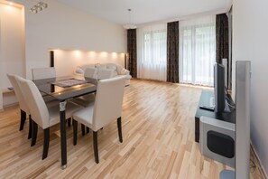 Apartment, 1 Bedroom, Terrace | Living area | LCD TV - Apartinfo Apartments - Neptun Park (Gdansk)