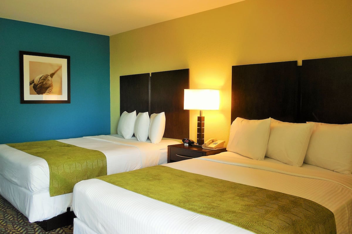 standard double room, 2 queen beds, balcony, bay view | premium bedding, desk, blackout curtains, iron/ironing board