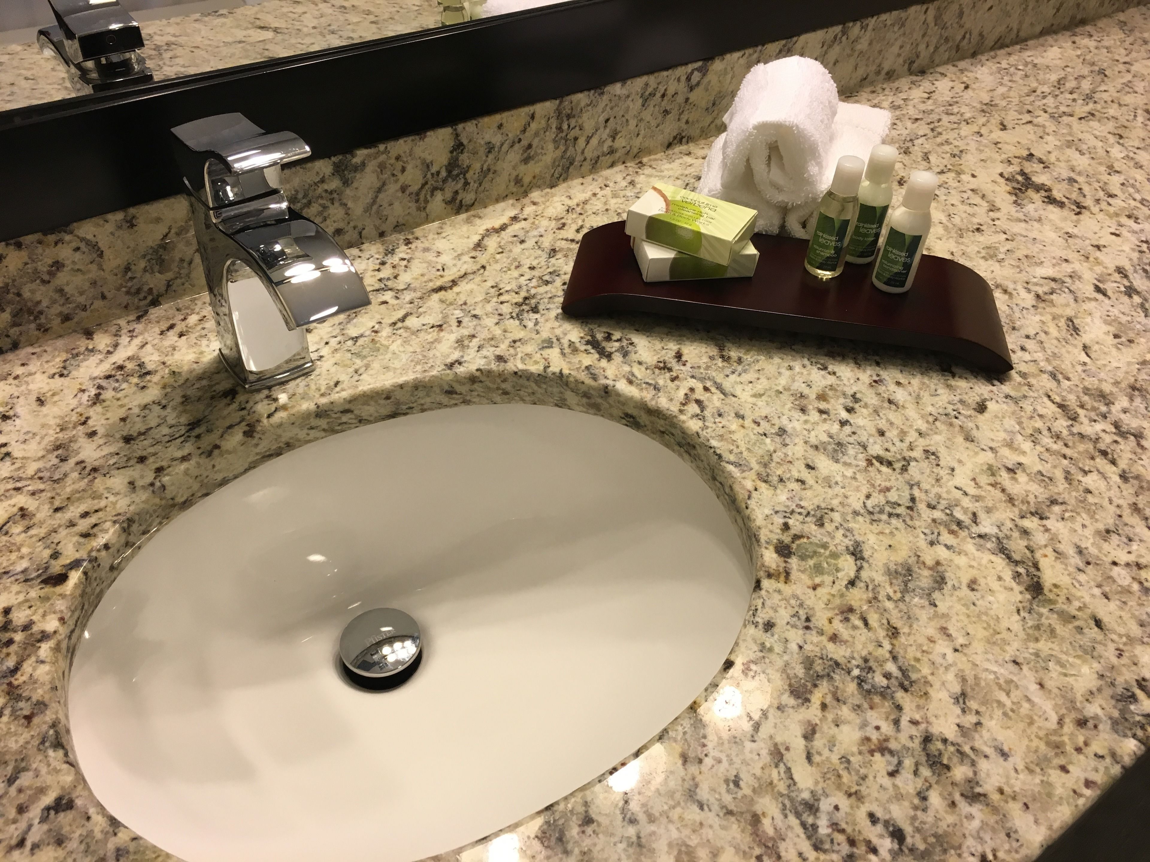 combined shower/bathtub, free toiletries, hair dryer, towels