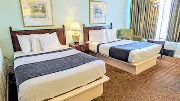 Classic Room, 2 Double Beds, Refrigerator & Microwave, Pool View | Iron/ironing board, free WiFi, bed sheets