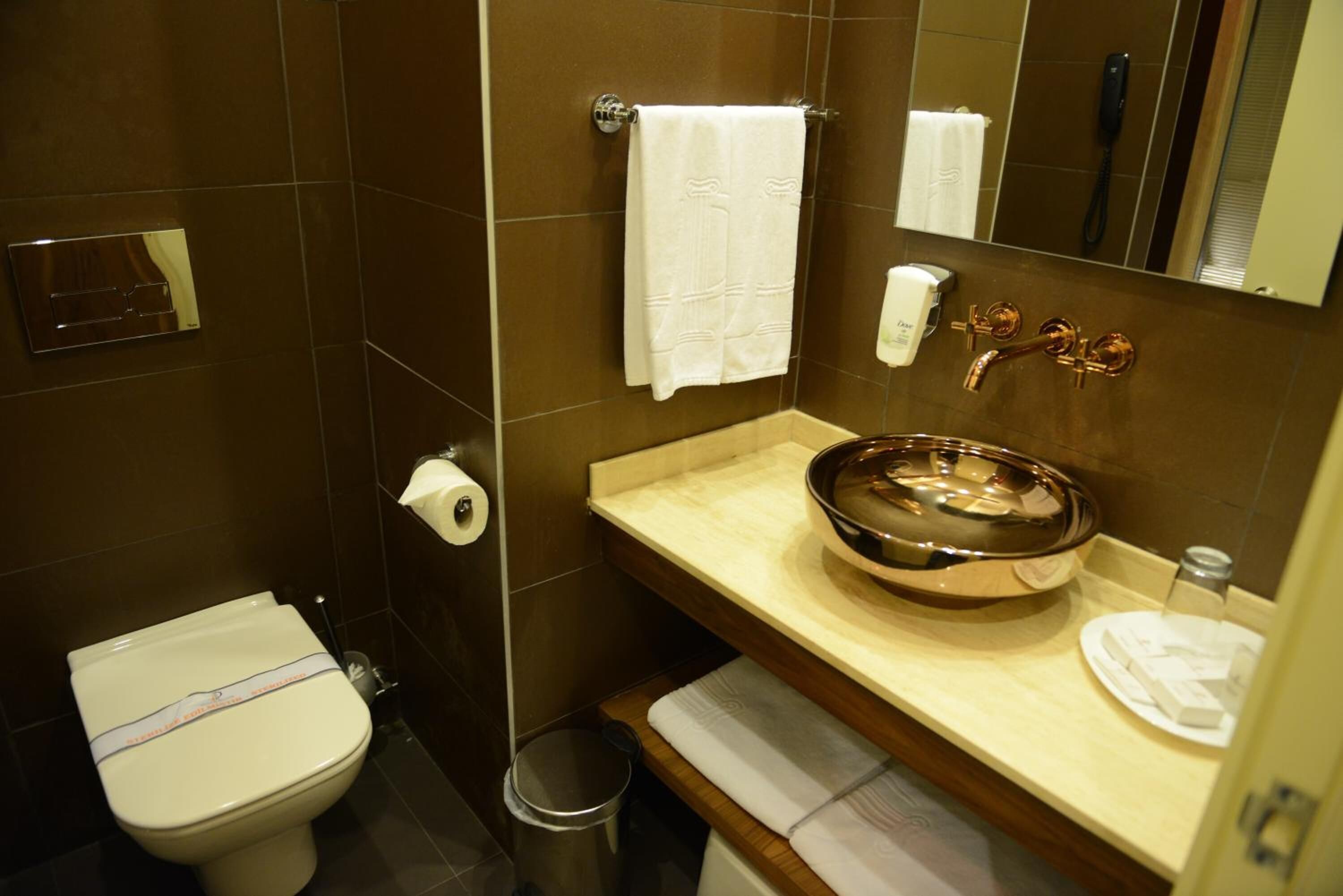 free toiletries, hair dryer, bathrobes, slippers