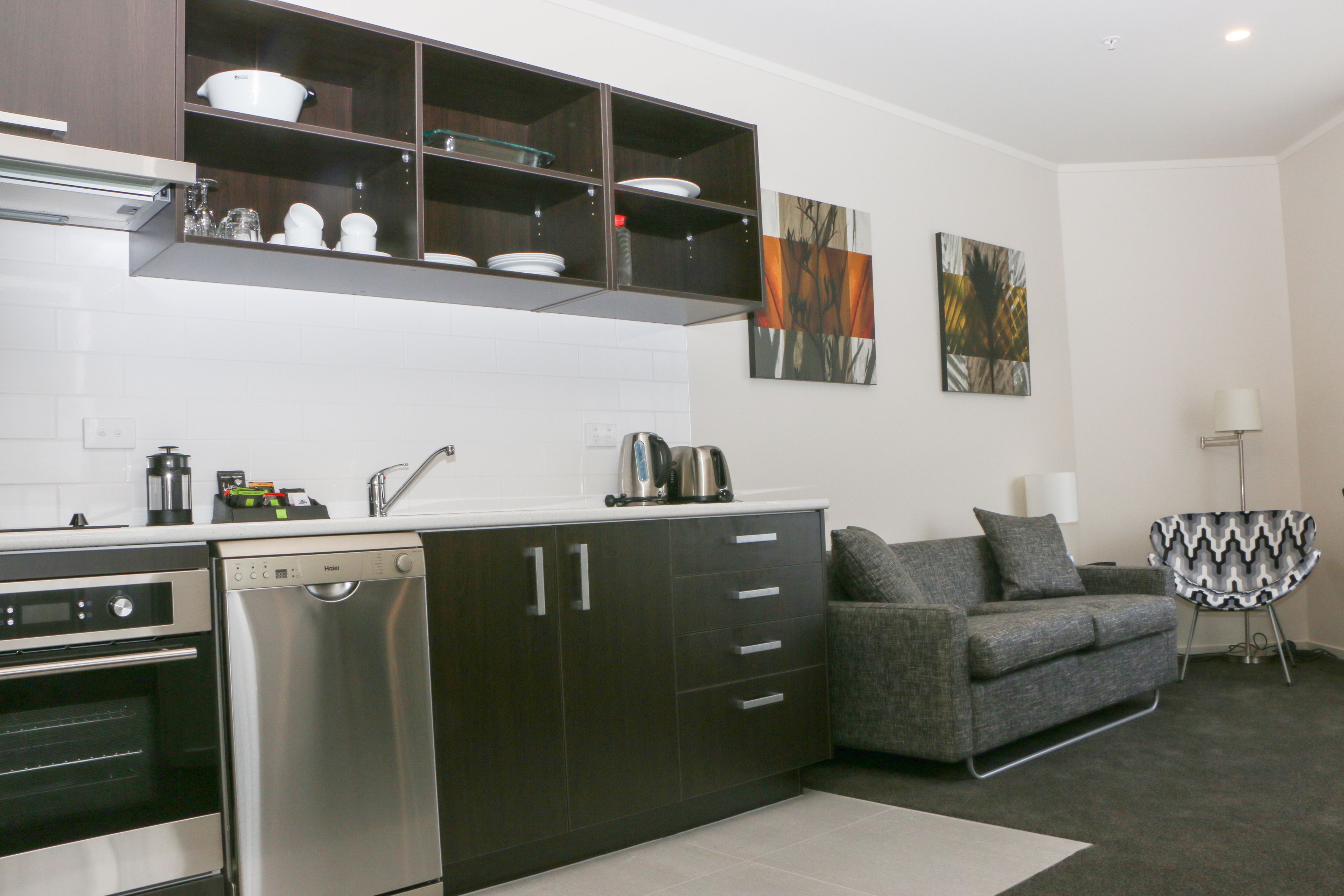 one bedroom apartment | private kitchen | fridge, microwave, stovetop, coffee/tea maker