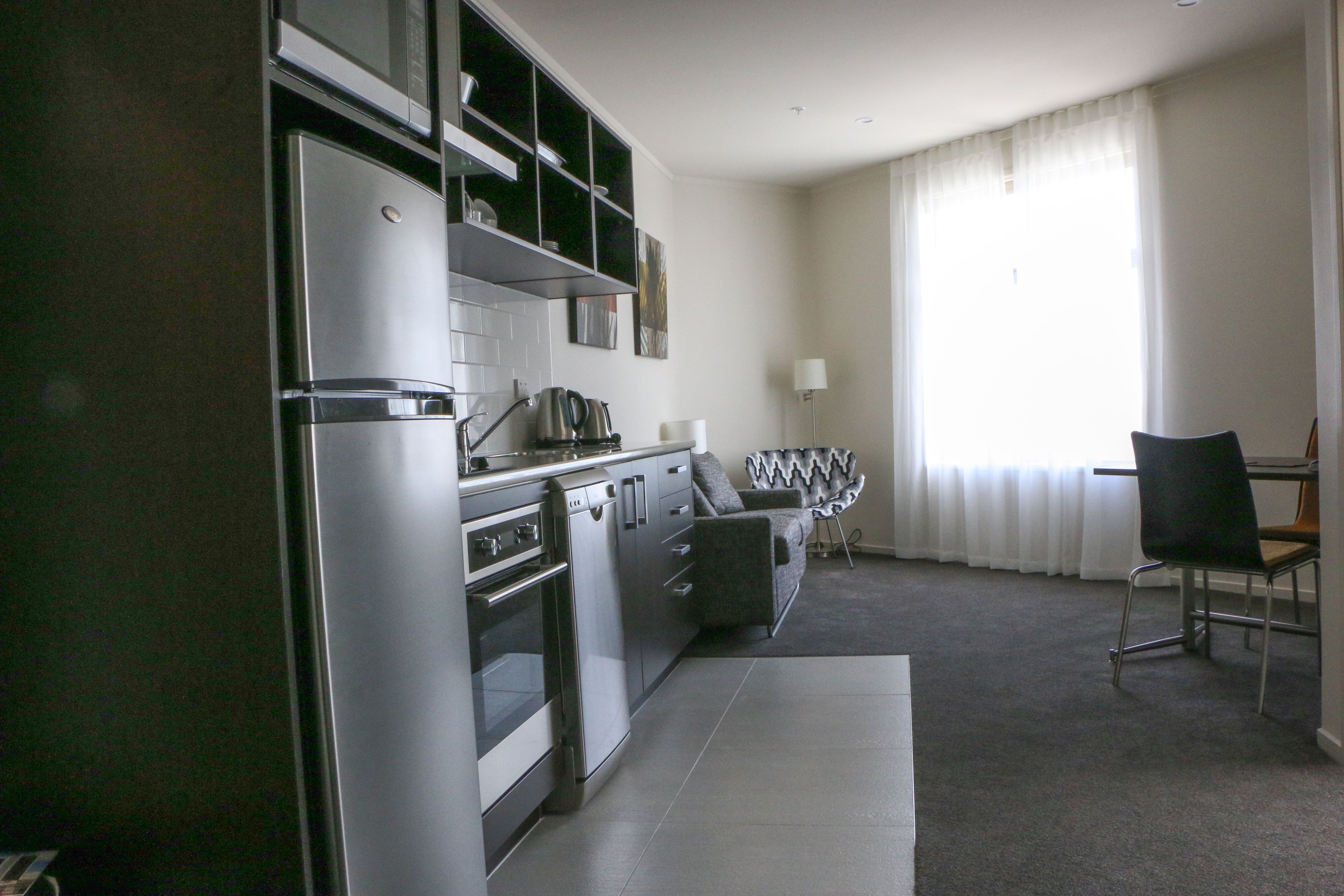 one bedroom apartment | private kitchen | fridge, microwave, stovetop, coffee/tea maker