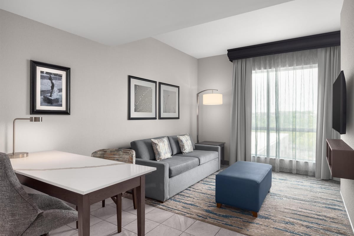 42-inch flat-screen TV with satellite channels, TV