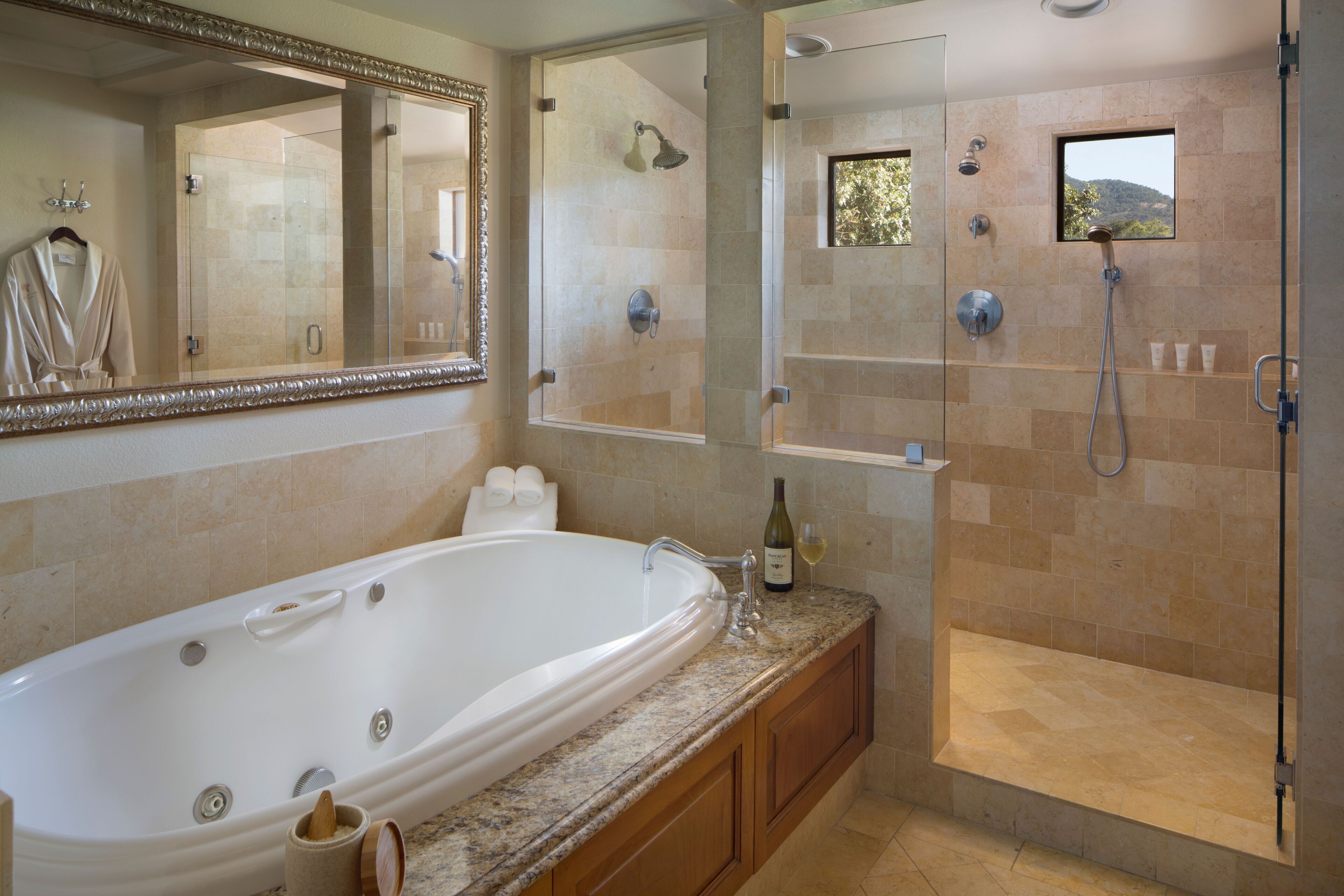 bella vista suite, 1 king bed | bathroom | shower, rainfall showerhead, designer toiletries, hair dryer