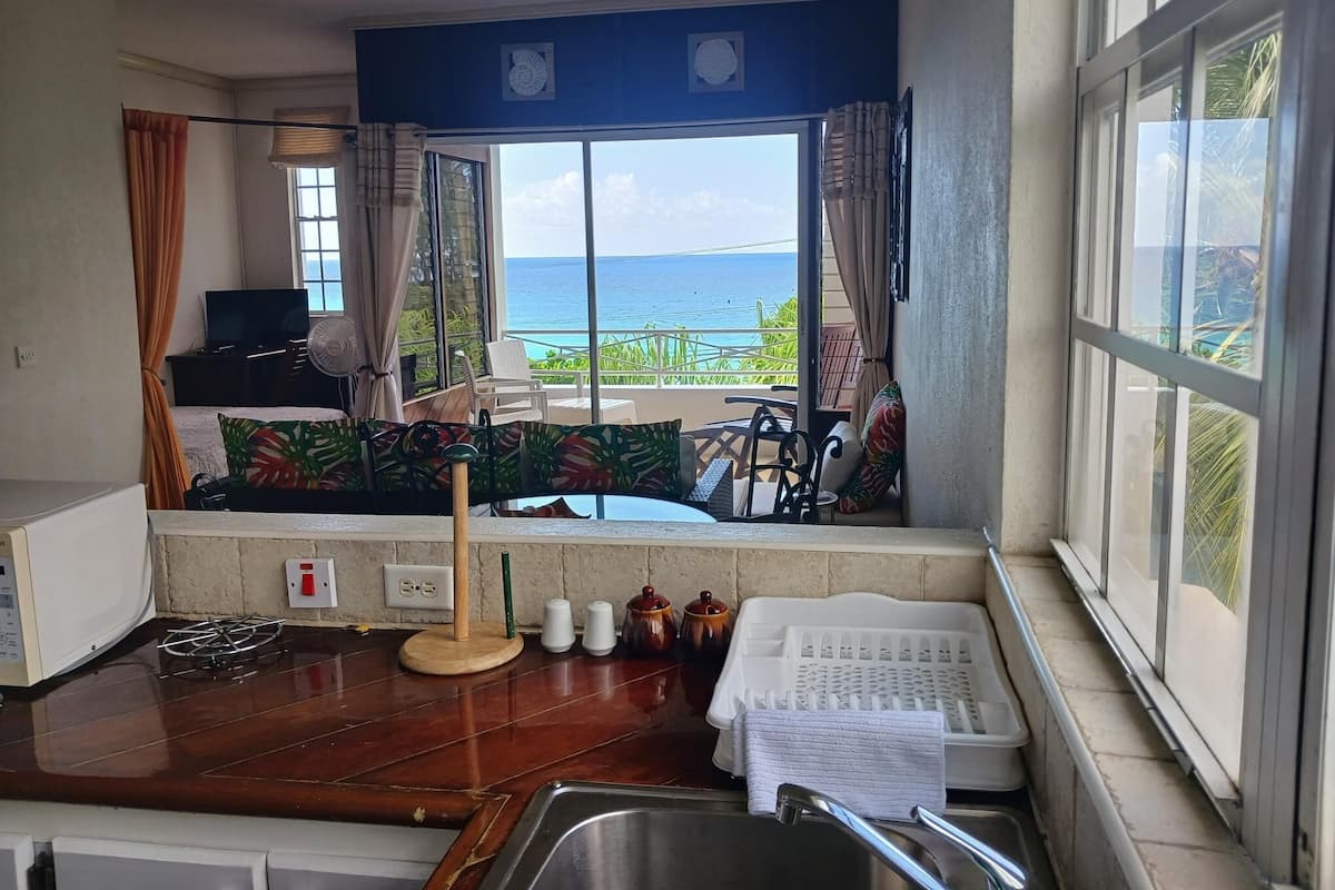 Apartment, 1 Bedroom, Ocean View | In-room safe, desk, iron/ironing board (on request), WiFi (free)