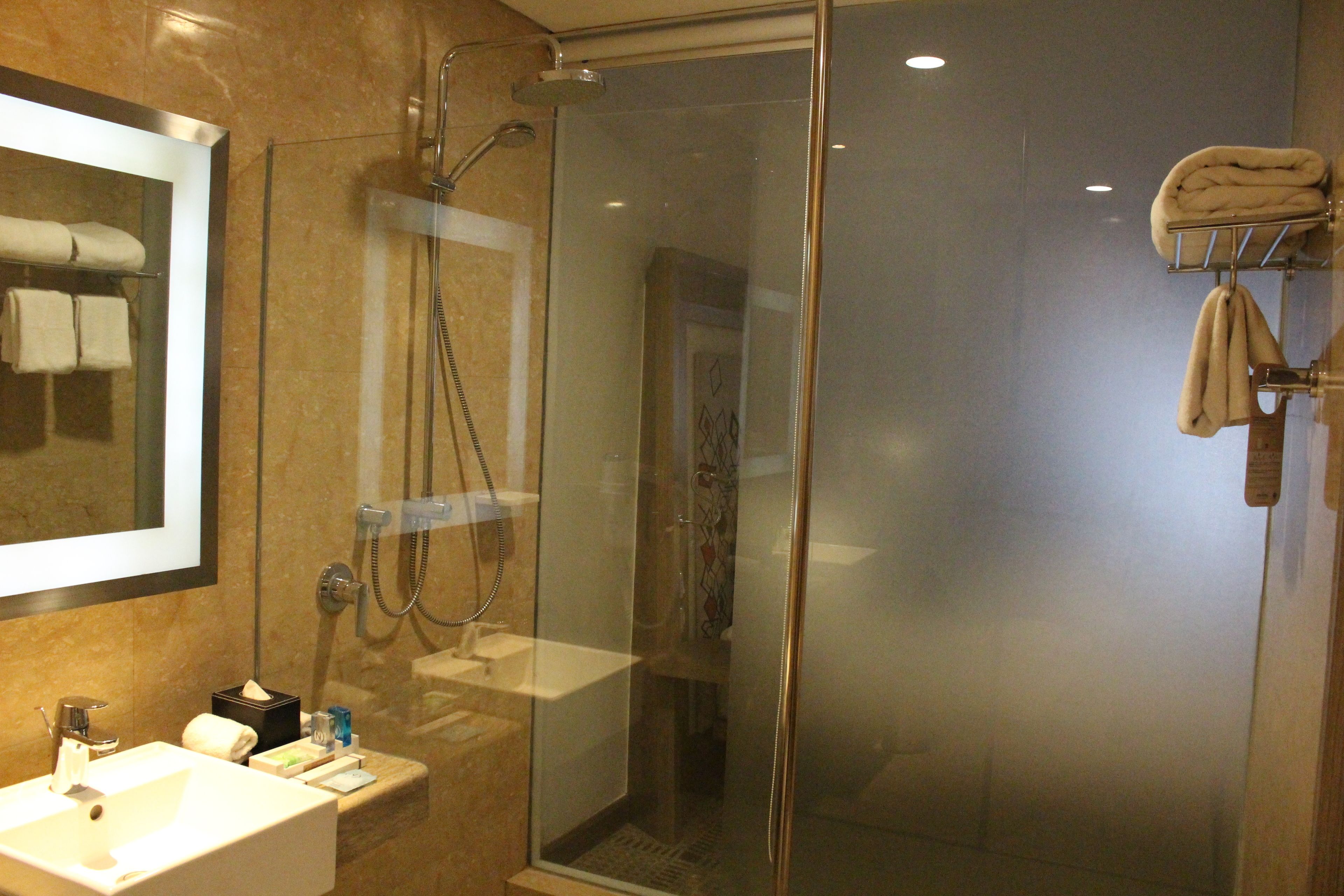 shower, eco-friendly toiletries, hair dryer, slippers