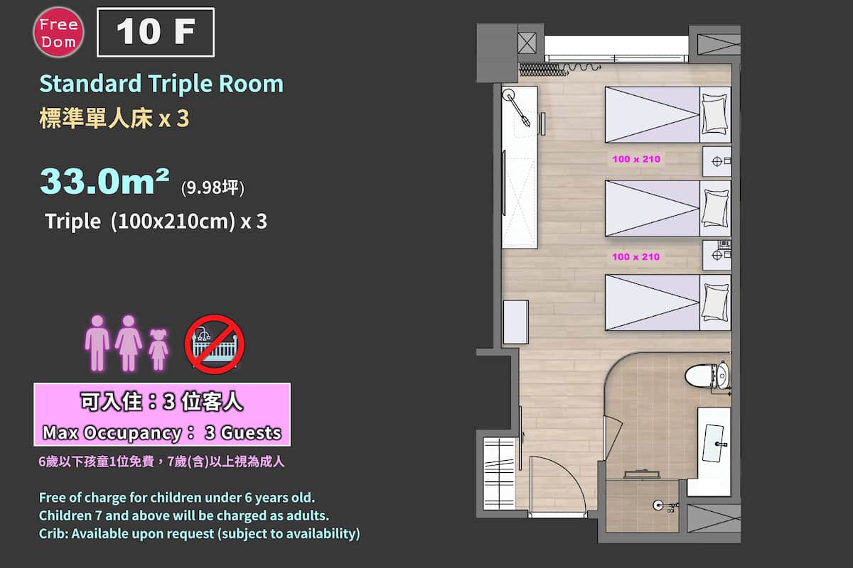 Standard Triple Room, 3 Twin Beds | 1 bedroom, premium bedding, down comforters, in-room safe