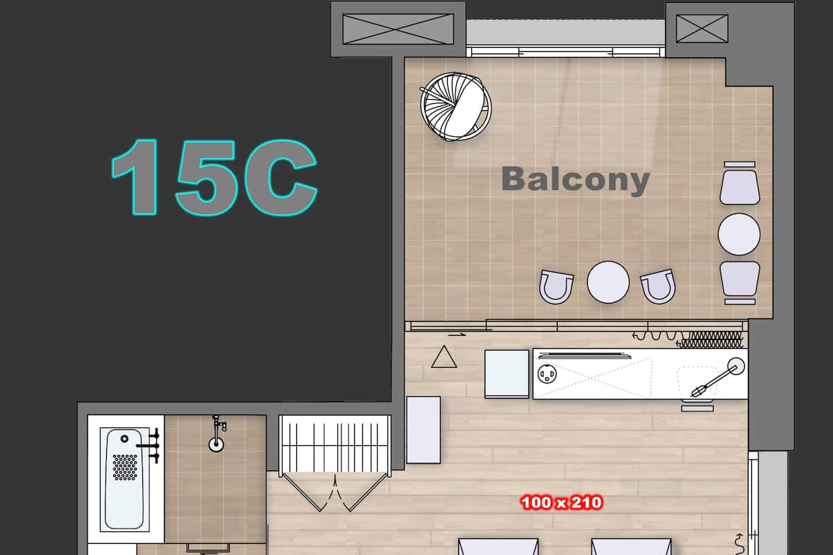 Chambre Exécutive, 2 lits une place, balcon