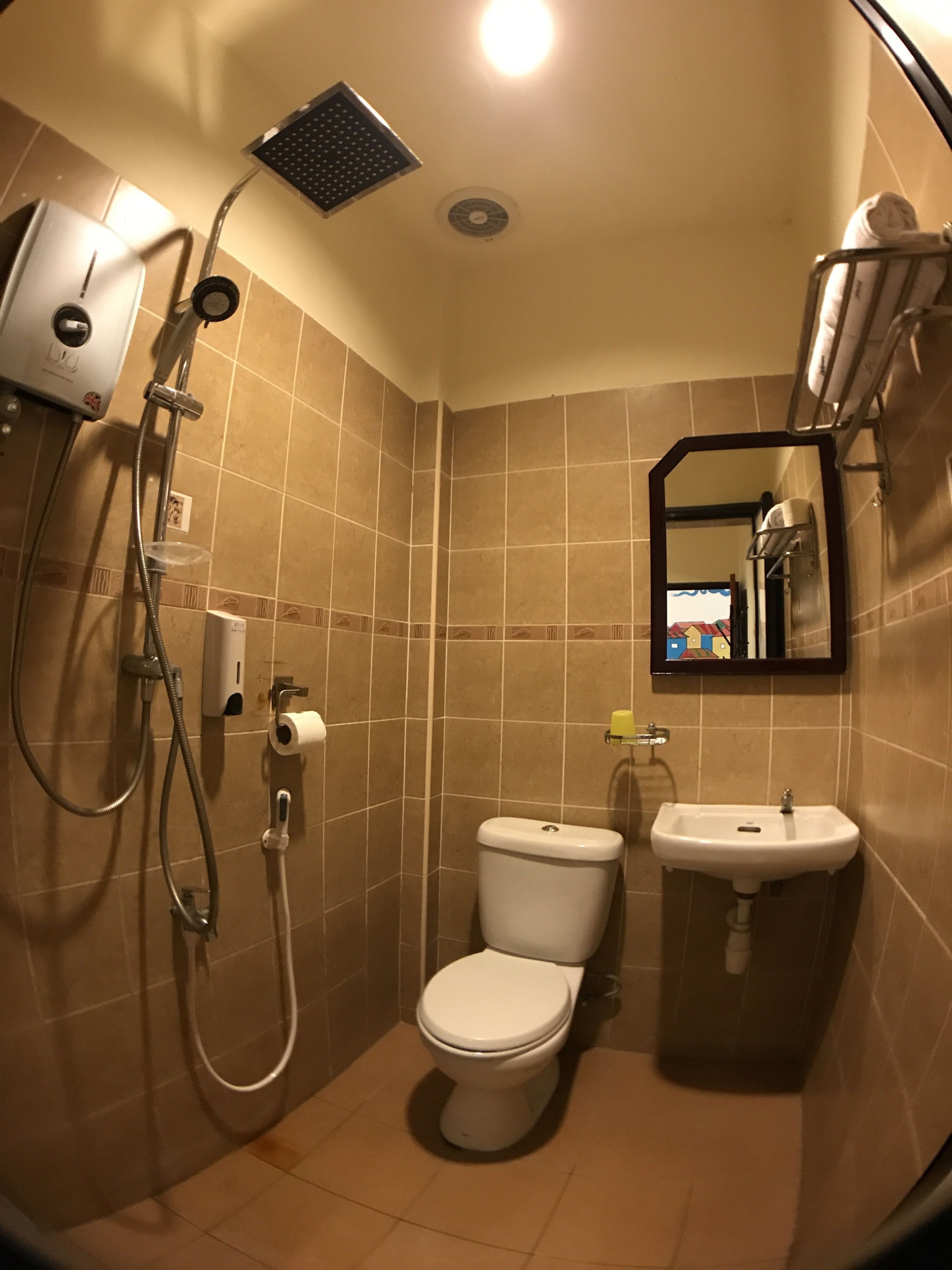 shower, free toiletries, hair dryer, bidet