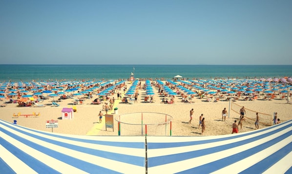 Sun-loungers, beach umbrellas