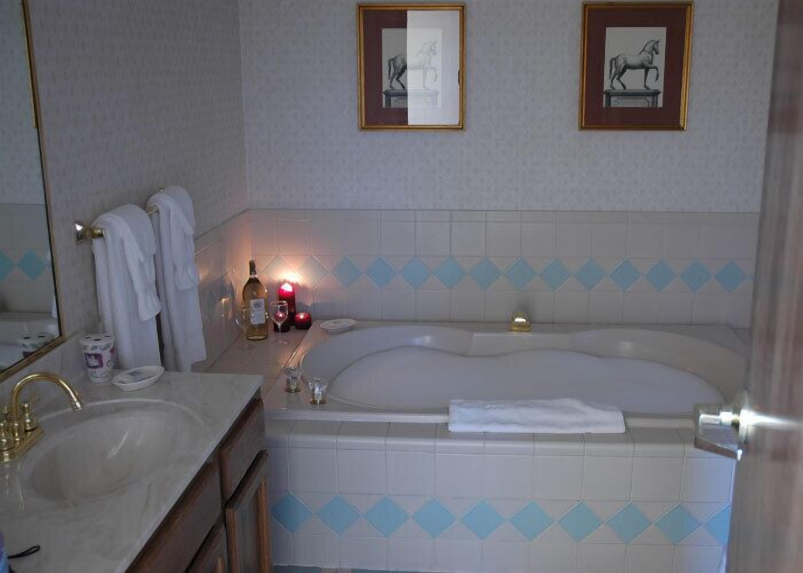 deluxe room, 1 queen bed (with whirlpool) | bathroom | free toiletries, hair dryer