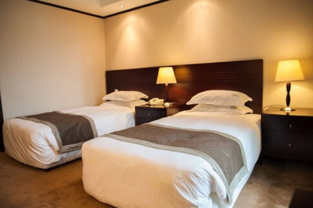 deluxe twin room, garden view | premium bedding, minibar, in-room safe, desk