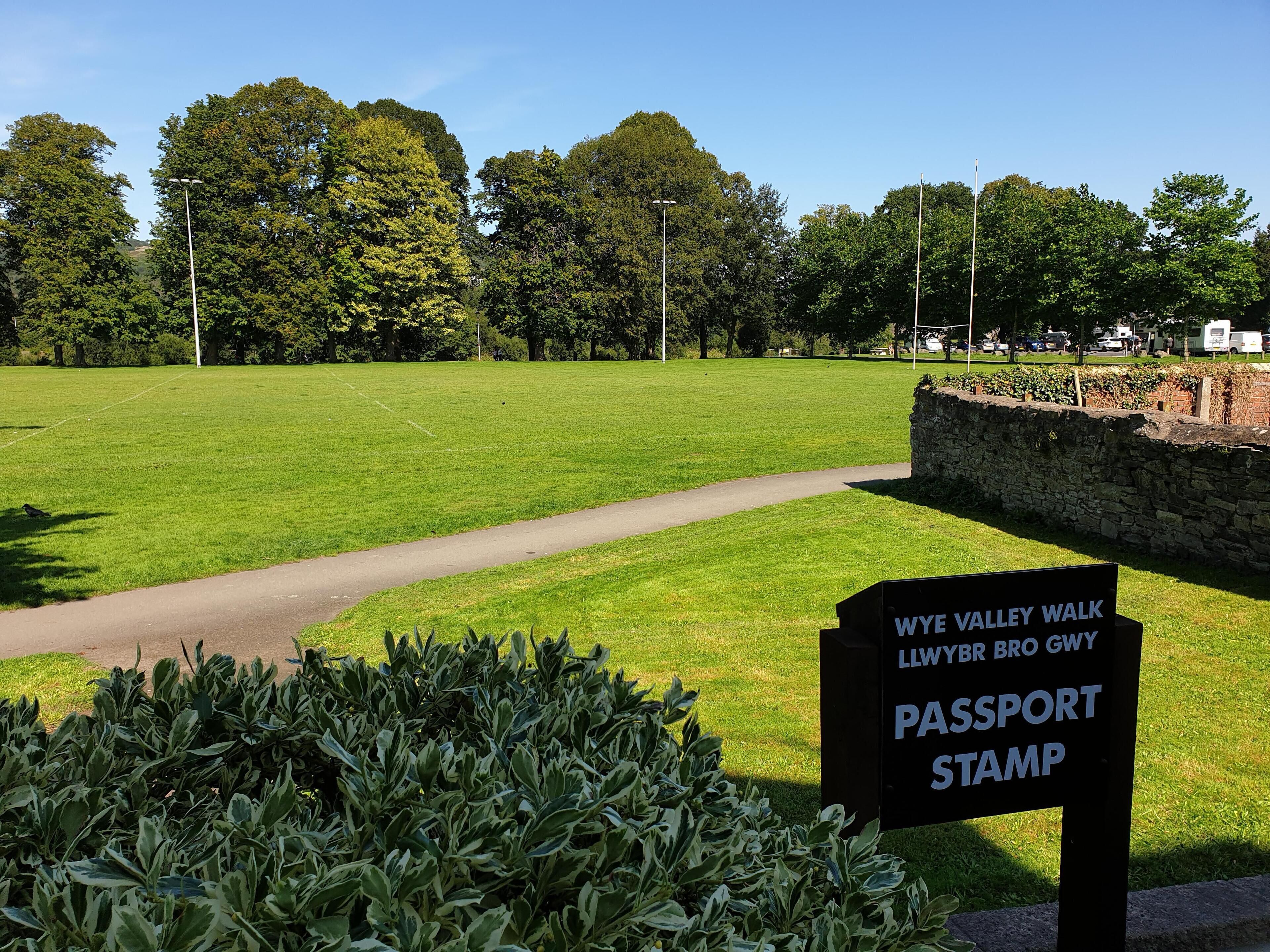 A sign for Wye Valley Walk Passport Stamp.