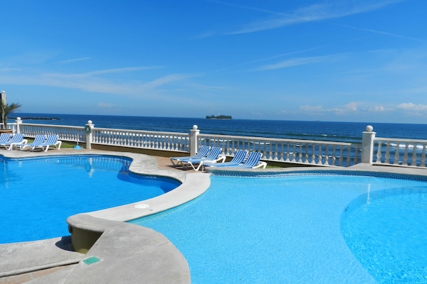 Outdoor pool, pool umbrellas
